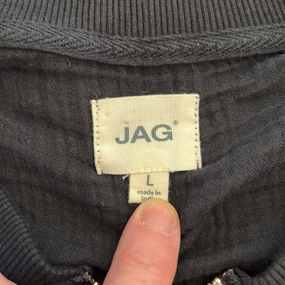 Womens NWT JAG Textured Gauze Bomber Jacket Black Size Large Zip LIghtweight - Picture 10 of 14
